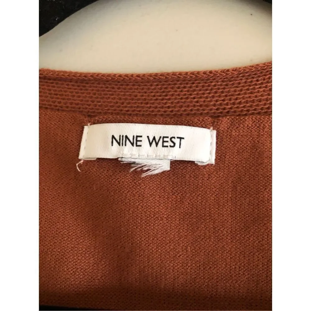 Nine West Open Front Duster Long  Cardigan Sweater Pockets SZ 3X